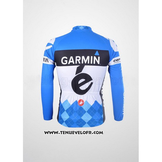 2012 Maillot Ciclismo Garmin Cervelo Blanc et Azur Manches Longues et Cuissard